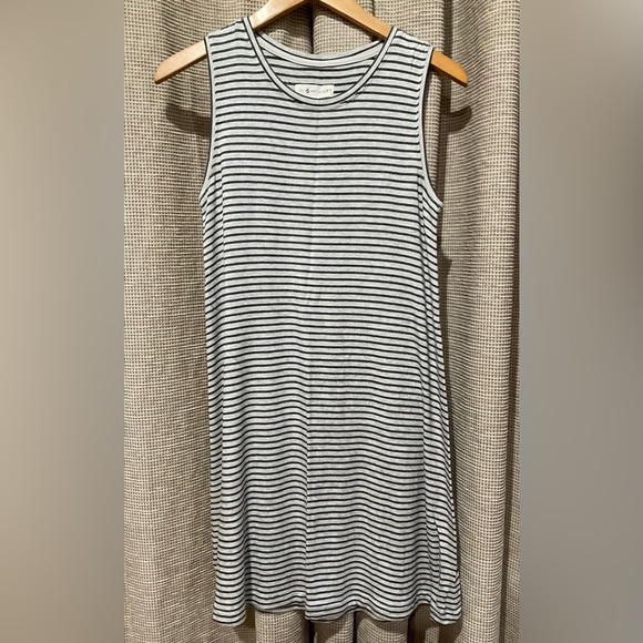 Lou & Grey for Loft Black and Gray Stripe Tank Dress, Size Small - Picture 1 of 7